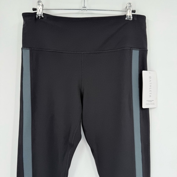 Athleta Elation Rib Trim 7/8 Tight in Black Grey Rib Size L - Picture 12 of 16